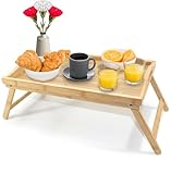 Frühstückstablett Bambus Betttablett Serviertablett Frühstück im Bett...
