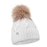 ELIMELI® Winter Mütze Damenmütze mit Fell-Bommel Fleece Innenfutter...