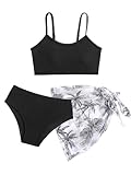 Mädchen-Bikini-Set mit Röcken, Geripptes Badeanzug-3-Teil-Set,...