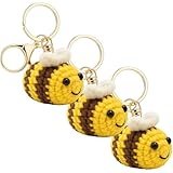 JcvPot Schlüsselanhänger Biene, 3 Stück Gehäkelte Bienen...