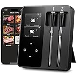 Fleischthermometer Kabelloses mit 2 Sonden, Große LCD-Display, 130m...