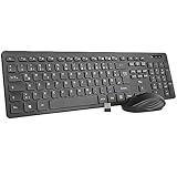 Rii Tastatur Maus Set kabellos, Funktastatur mit Maus, Wireless Keyboard...