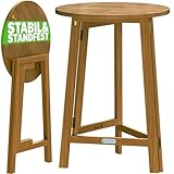 Casaria® Stehtisch Holz Klappbar 110cm Hoch Ø80 cm Rund Akazie Rustikal...