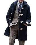 Felcia Herren Winter Dufflecoat Loose Fit Klassische Wollmischung Langarm...