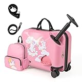 DREAMADE Kinderkoffer zum Draufsitzen, 2 TLG. Kinderkoffer mit Rucksack...