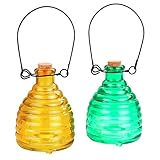 WENKO Maximex Wespenfalle Glas Grün & Gelb 2-teiliges Set, ohne...