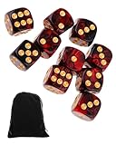 JUKOTA 10 Stücke Würfel,16mm D6 Würfel aus Acryl,Rote-Schwarze...