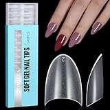 TOMICCA Nagelspitzen Kurz Mandel, 240 Stücke Klare Nail Tips Acryl Halbe...