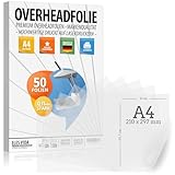 50 Blatt Overheadfolie PEMIUM - DIN A4 transparent - Für LASERdrucker,...
