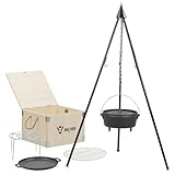 BBQ-Toro Dutch Oven Set 6-teilig mit Holzkiste | Gusseisen Set mit Dutch...