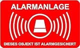 10 Stück Aufkleber Alarmanlage 5 cm x 3 cm alarmgesichert wetterfest & UV...