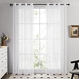 Deconovo Ösenschal Vorhang Voile Gardinen Wohnzimmer 180x140 cm Weiß 2er...