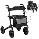 Rollatoren 4 Räder mit Sitz, zusammenklappbar, leicht, Mobilitätsgehhilfe...