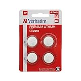 Verbatim Premium Lithium Knopfzellen CR2016 4-er Pack 3V 80mAh,...