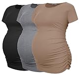 Smallshow 3er Pack Umstandsshirt Kurzarm Umstandsmode Sommer Umstands...