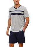 Nieery Schlafanzug Herren kurz Baumwolle Sommer Pyjama Set Kurzarm...