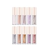 10-Farben-flüssiger Glitter-Lidschatten-Set Langanhaltender Glitzer...