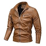 Kunstlederjacke Herren, Motorrad Reißverschluss Blet Slim Fit Biker...