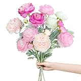 ROLLWAY 5 Bündel Kunstblumen wie Echt Pfingstrosen Künstlich Seidenblumen...
