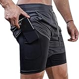 Superora Herren Sport Shorts Laufshorts 2 in 1 Kurze Running Sporthose...