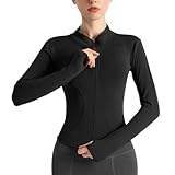 Sport Oberteile Damen, Langarm Sportshirt Laufshirt mit Daumenloch, Langarm...