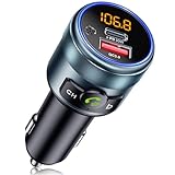 GizmoVine FM-Transmitter Auto, Bluetooth 5.3 Autoadapter, Vollmetall, 2X...