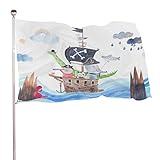 Dekorative Gartenflagge, Hof-Banner, Segelboot, Pirat, Kinderdruck, alle...