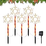 Solar Wegeleuchten Außen - 5 Stück Weihnachten Solar Schneeflocke |...