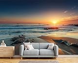Fototapete Sunset Beach 250X170Cm,Tapete Orange Tapeten Seidenstapete...