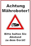 Achtung Mähroboter Schild | 20 x 30 cm | Bitte halten Sie Abstand zu dem...