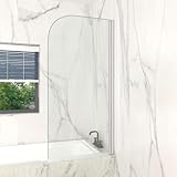 T&K Duschwand für Badewanne 70x140cm Chrom Badewannenwand Faltbar Runde...