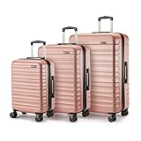Amazon Basics Hartschalen-Koffer-Set, 3 Stück Erweiterbares Gepäck-Set...