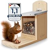 WILDLIFE HOME Eichhörnchen Futterhaus mit Metalldach I Futterstation aus...