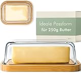 KIVY Butterdose Glas mit luftdichtem Deckel für streichzarte Butter - BPA...