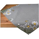 Tischdecke Leinen-Optik Bestickt Deko Esszimmer Serie Margariten Blumen...