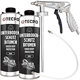 2x 1 L Unterbodenschutz Bitumen Schwarz Steinschlagschutz + Druckluft...