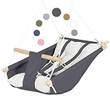 Leinwand Baby Hängematte Schaukel von Cateam - Grau-Weiß - Hängende...