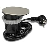 UNITEC Einbausteckdose für Tischplatte, Tischsteckdose, 1xSchuko + 1xUSB,...
