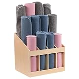 Yogamattenhalter aus Holz – Fitnessstudio-Organizer mit 4 Fächern,...