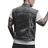 ORANDESIGNE Herren Jeansweste Denim Weste Totenkopf Drucken Mode Freizeit...