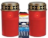 Necesitas LED-Grablicht Ewiges Licht Grabkerze 2er Set mit Varta Alkaline...