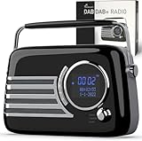 Tragbares DAB/DAB+ Radio, Bluetooth-Lautsprecher, tragbares Radio, Retro...