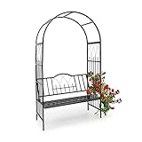Relaxdays Rosenbogen mit Bank HBT 203 x 114,5 x 59 cm Rankgitter aus...
