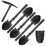 com-four® 6X Klappschaufel mit langem Griff - Mini-Klappspaten mit...