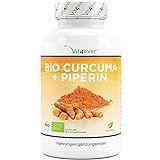 Bio Curcuma - 365 vegane Kapseln - 4560 mg (Bio Kurkuma + schwarzer...