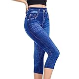 Imitation Capris Taille Jeans Leggings elastische Leggings Hosen für hohe...