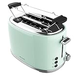 Cecotec Toaster 2 Scheiben Toast&Taste 1000 Retro Double Green, 980 W, 2...