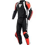 Dainese Avro 4 2-Teiler Motorrad Lederkombi, schwarz/rot/weiß, 52