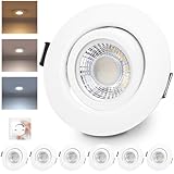 LED Einbaustrahler 230V Dimmbar Weiß LED Spots 6W IP44 Bad Einbauleuchten...