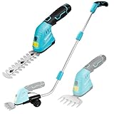 DURATECH 12V Akku Heckenschere mit Teleskopstiel, 2-in-1 Gartenschere Akku...